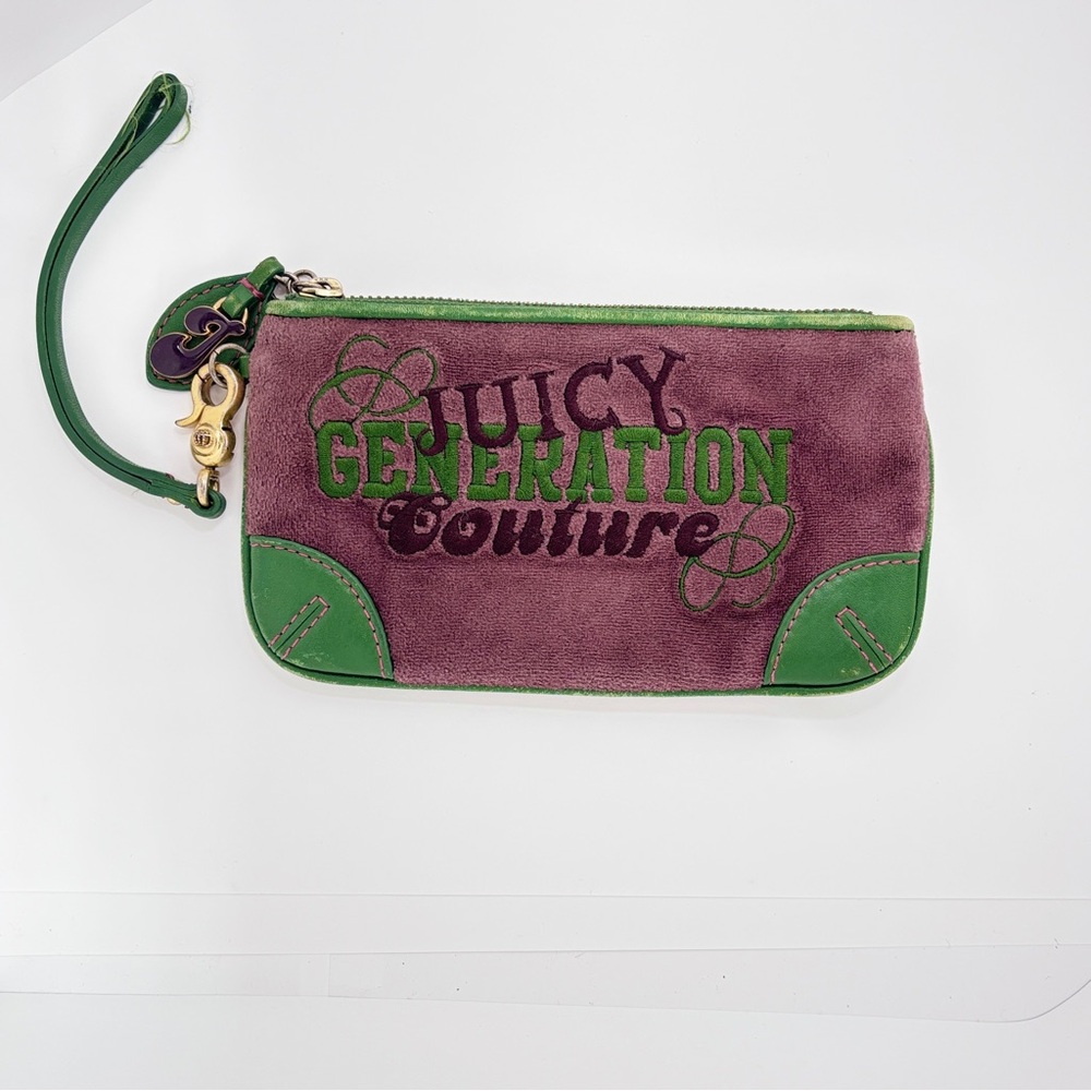 Juicy Couture Purple and Green Suede Wristlet